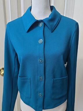 Liz Claiborne Brand Teal Blue Button-Front Women's Jacket Size Small